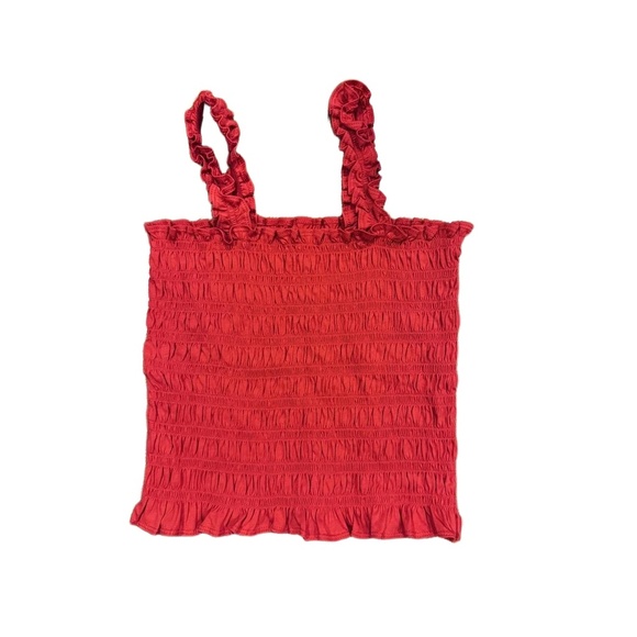 NWT Old Navy Red Smocked Tank Ruffled Straps Top Size Small - Picture 1 of 4